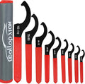 9Pcs Coilover Spanner Wrench Set, Universal Spanner Wrenches Motorcycle Shock Wrench Adjustable Carbon Steel Coil Over Adjustment Tool (Red)