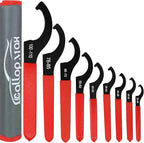 9Pcs Coilover Spanner Wrench Set, Universal Spanner Wrenches Motorcycle Shock Wrench Adjustable Carbon Steel Coil Over Adjustment Tool (Red)