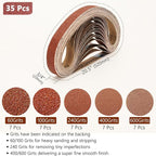 35 Pcs 3/4 x 20.5 Inch Premium Hard Cloth Aluminum Oxide Sanding Belts,7 Pcs Each of 60/100/240/400/600 Grits Sanding Belt for Detailing Bandfile Sander,520 x 20 mm Sanding Belts for Mini Belt Sander.