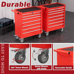 Rolling Tool Chest with Drawers, 7 Drawers Tool Chests & Cabinets, Metal Toolbox with Wheels, Lockable Storage Cabinet, Garage Tool Box with Drawers (Red, 7 Drawers)