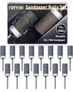 15Pcs 1500 Grit Sanding Drums Sandpaper Sticks Set for Dremel Rotary Tool with 1/8" Shank, Rotary Tool Accessories Suitable for Metal Rust Removal/Jade Polishing/Stone Grinding (1500 Grit)