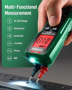 TESMEN TSM-192 Handheld Digital Multimeter, Voltage Tester with Leads, Voltmeter Measures Phase, NCV, AC/DC Voltage, Resistance, Continuity & Live Wire for Automotive Testing, Household-Green