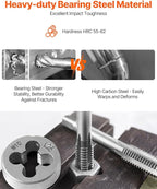 VEVOR 40 pcs Tap and Die Set, Metric Size M3-M12 Rethreading Tapping Tools Kit, Made of Durable Bearing Steel, Includes Full Accessories and Storage Case, for Internal and External Thread Cutting