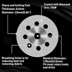 20 pcs Diamond Cutting Wheel Cut Off Discs Coated(22mm) with 4pcs 3mm Mandrel and Screwdriver for Dremel Rotary Tool