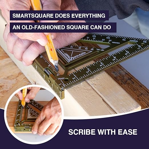 Commando 7.5" - Advanced Carpenter Square with Jig Block - Accurate Flatwork and Repetitive Markings (Midnight)