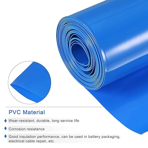 MECCANIXITY Battery Wrap PVC Heat Shrink Tubing 127mm Dia 200mm Flat 10 Feet(3meters) Blue Good Insulation for Battery Pack