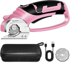 Cordless Electric Scissors,4V Rechargeable Cardboard Box Cutter Heavy Duty Fabric Scissor with Safety Lock & LED Light,Power Rotary Cutter for Leather Carpet Plastic Cutting,Sewing,Crafting