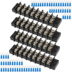 8 Circuits 8 Positions Terminal Block 20-30A 200-450V Dual Row Screw Terminals Strip with 64 PCS Heat Shrink Wire Fork Connectors(Pack of 4pcs)