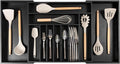 Premium Silverware, Flatware and Utensil Organizer for Kitchen Drawers, Food-Safe Contract Grade, Expandable from 18 to 33 In, Black Bamboo