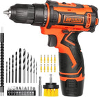 12v Drill Driver Set,Cordless Drill with Battery and Charger,LED Tools Kit,25+1 Torque Setting and 43pcs Bits