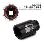 CASOMAN 6-Point 1/2-Inch Drive Deep Impact Socket- 1-7/16" (SAE), CR-MO, 1/2-inch Drive 6 Point Axle Nut Socket for Easy Removal of Axle Shaft Nuts (1-7/16")