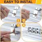 Moxweyeni 100 Pcs Heavy Duty Slatwall Panel Hooks Hanging Metal Slat Wall Hanging Hooks Silver Slat Wall Hanger Commercial Grade Slatwall Pegs Accessories for Shop Retail Display(10 Inch)