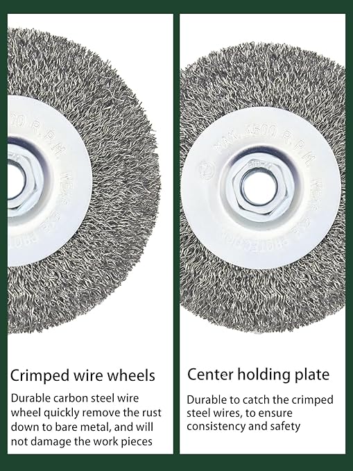 Crimped Wire Wheel Brush 4in 5/8-11 Threads Arbor for 4-1/2" Angle Grinder Metal Rust Paint Stain Removal - 4pcs