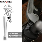 MAXPOWER 24-Inch Offset Pipe Wrench, 40% Lighter Alumimum Plumbing Wrench Clamping Capacity Up to 70mm