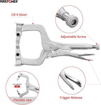 MAXPOWER 11-Inch C Clamp Locking Pliers Set, Flexible Jaws Change with Pads or Regular Tips