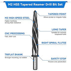 Makerfire 5PCS M2 HSS Taper Chucking Reamer Set, 3/8", 1/2", 5/8", 3/4", 13/16" Reamer Fit 1/2" Round Shank, Tapered Reamer Drill Bit for Metal, Alloy, Steel, Aluminum, Wood, Plastic