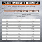 15Pcs Cobalt Drill Bit Set (1/16"-3/8"), M35 High Speed Steel, Twist Jobber Length for Hardened Metal, Stainless Steel, Cast Iron, Wood, and Plastics, with Index Storage Box