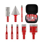 Diamond Core Drill Bit Set - 8pcs (6/8/10/20/35mm+20mm Finger Milling Bit+35mm Beveling Chamfer Bit+6mm Carbide Drill Bit) Diamond Hole Saw Kit for Porcelain Ceramic Tile Marble Granite