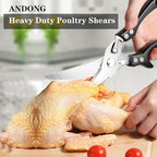 ANDONG Heavy Duty Kitchen Scissors, Professional Poultry Shears, Cooking Utensils, Black