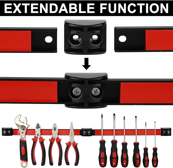 Mayouko 12" Magnetic Tool Holder Strip, 6 Packs, Metal Magnet Tool Organizer Bars for Garage, Workshop, Magnetic Strip for Tools