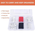 62PCS 2 AWG Tinned Ring Terminal Heat Shrink Tubing Set Copper Wire Lugs 2 Gauge 5/16", 3/8", 1/4", 1/2", 30Pcs Battery Cable Ends and 32PCS Heat Shrink Tubing