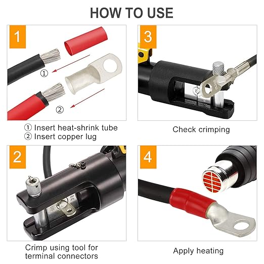 SVAAR 10pcs 6 AWG - 3/8'' Tinned Copper Cable Lugs Wire Lugs UL Listed 6 Gauge Ring Terminals Wire Lugs Battery Cable Ends Heavy Duty Closed End Crimp Connectors with 10pcs 3:1 Heat Shrink Tubings