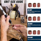 600Pcs Sanding Drums Kit – 80/120/240 Grit Sanding Bands with 24 Drum Mandrels, 2 Self-Tightening Drill Chucks & 1 Wrench – Tool Accessories Sanding Drum Bits for Rotary Tool