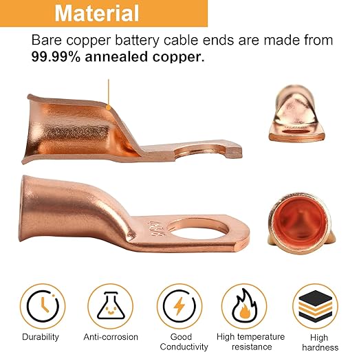 25pcs 4/0 AWG-3/8(M10) Battery Lugs,Ring Terminals,Terminal Connectors,Heavy Duty Cable Lugs,4/0 Gauge Copper Ring Terminals Battery Cable Ends