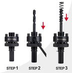 General Hole Saw Mandrel, 7/16-Inch and 3/8 Inch Hole Saw Arbor with 3Pcs Central Drill/2PCS Hex wrench/2Pcs Spring