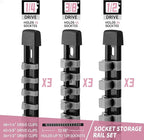 Socket Organizer Drive ABS Tools - Grey Socket Holder, Premium Quality 9 Pieces Socket Holders Kit 1/4-Inch x 48 Clips, 3/8-Inch x 45 Clips, 1/2-Inch x 36 Clips（9PC,Grey)
