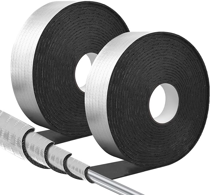 DGSL Pipe Insulation Wrap, 2" Wide X 66 Ft (2 Roll) Pipe Insulation Foam Tube, Self-Adhesive AC Line Insulation for Winter Freeze Protection