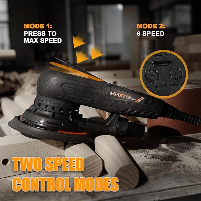 MAXXT Electric 5mm Random Orbital Sander Brushless 350W 3A Multi-function Variable Speed Electric Corded Orbital Sanders Machine with 10 Sanding Paper for Woodworking (R7303-5.0mmOrbit)
