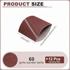 HARFINGTON 8 x 19 Inch Sanding Belts, 12 Pcs 60 Grits Aluminum Oxide Abrasive Belt Sander File Belt for Woodworking, Metal Polishing, Knife Sharpener