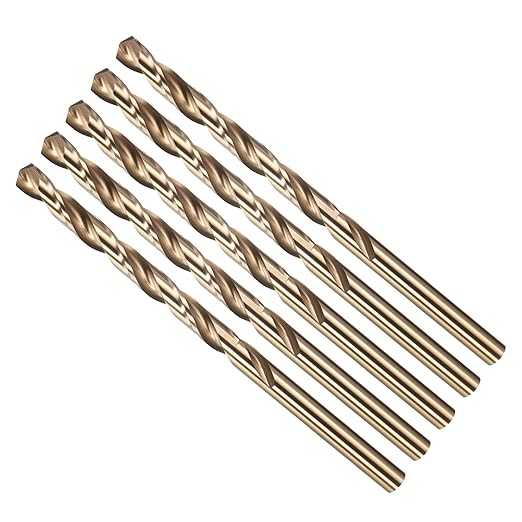 Drill Bit, #5 Cutting Diameter, 4341 HSS Gold Finish 135° Cutting Angle Number Jobber Bits - (Applications: for Drilling Soft Metal Plastic Wood), 5-Pieces