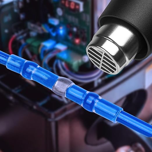TICONN 150 PCS Solder Seal Wire Connectors, Heat Shrink Butt Connectors, Waterproof and Insulated Electrical Wire Terminals, Butt Splice (150PCS, Blue)