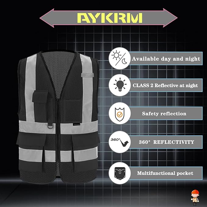 A-SAFETY Black mesh vest for work