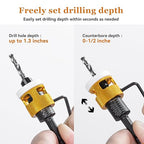 5 Pcs Hex Shank Countersink Drill Bit Set with Low Friction Depth Stop, 1/8" 9/64" 5/32" Drill+3/8” 82° Counter-Bore,11/64" 3/16" Drill+ 1/2" 82° Counter Bore,HSS M2 Tapered Bits (Yellow)