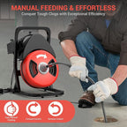 50FTx1/2 Inch Sewer Snake Electric Drain,Drain Cleaner Machine for 2" to 4" Pipes, Plumbing Snake Auger Cleaner with Wheels & 4 Cutter & Foot Switch for Sewer, Sink, Toilet, Bathroom and Shower