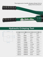 Industry Hydraulic Cable Lug Crimper 16 US TON 9 AWG to 600MCM Electrical Terminal Cable Wire Tool Kit with 13 Die (9awg~600mcm Crimping Tool)