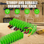 2 Pack Plier Orgainzer for Drawers, Tool Organizer Rack with Extendable Design & Non-Slip Rubber Base, Fits 3" H, 20 Slots Drawer Storage for Pliers, Wrenches, Screwdrivers and More,Green
