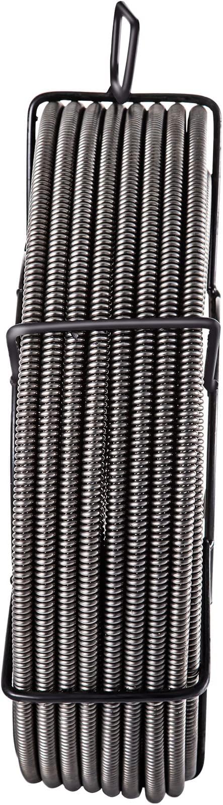 VEVOR Drain Cleaning Cable 50ft x 1/2 inch Solid Core Cable Sewer Cable, Drain Auger Cable Cleaner, Snake Clog Pipe Drain Cleaning Cable W/Four Shapes of Cutters