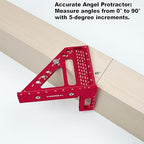 Woodworking Square Ruler 22.5-90 Degree - Premium Carpenter's Scribing Tool with Angle Pin, Multi-Angle Measuring for Engineering & Construction