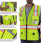 Neopelta Reflective Safety Vest Yellow Mesh, Made with 3M Reflective Tape, Heavy Duty Vest with ID pocket, Padded Neck, Yellow 4XL