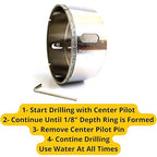 Drilax 4" Diamond Hole Saw | 1.5" Cutting Depth | Removable Pilot Pin & Triangular 3/8" Shank | Drilling for Ceramic, Porcelain, Tile, Quartz, Granite, Marble | Large Vent, Duct & Recessed Light Holes
