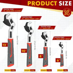 Multifunctional Self locking Wrench, Self Adjusting Pipe Wrench, 6 8 10 12 Inch Self Locking Adjustable Wrench, Non-Slip Handle, Chrome Vanadium Alloy Steel