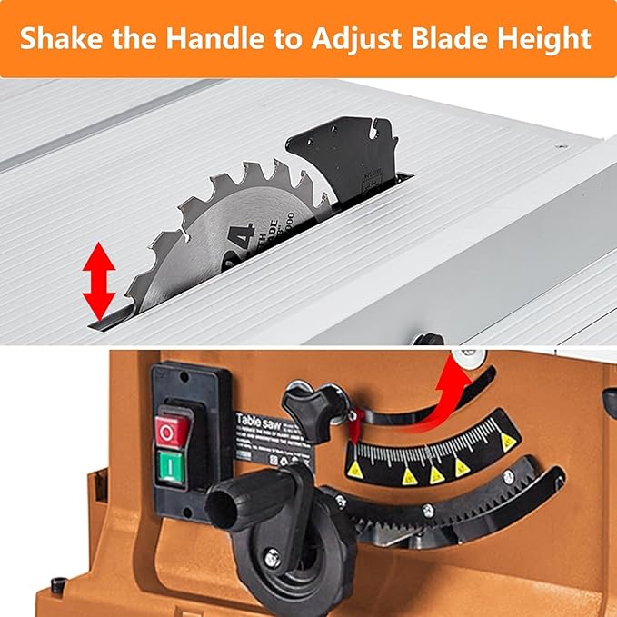 GAOMON Table Saw 10 Inch, 15 Amp 5000RPM Powerful Tablesaw With Stand & Protective Cover, 36 X 25 Inch Tabletop Saw 90° Cross Cut & 0-45° Bevel Cut, Adjustable Depth, for Woodwork
