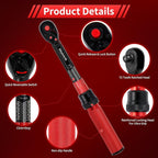 1/4-Inch Drive Torque Wrench Set,2.3-24.9 N.M/20-220IN.LB, Bike Torque Wrench Set,30PCS Click Torque Wrenches with 1/4 Ratchet Wrench, Extension Bar, Sockets for Bicycle