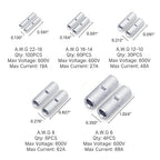 Kuject 200PCS Non Insulated Butt Connectors Kit, Uninsulated Wiring Crimps Terminals for AWG 22-16, 16-14, 12-10, 8, 6, Tinned Pure Copper Wire Butt Splice Connectors for Electrical DIY