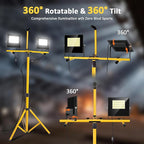 24000 Lumen Work Lights with Stand, Floodlight Works Light Adjustable 2 Head Tripod Work Light IP67 Waterproof Tripod Work Lights Stand