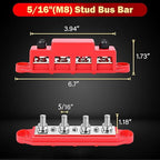 FEITON Power Distribution Block, 12V 150A Bus Bar, 5/16" Studs Terminal Strip, 12-48V Heavy Duty Terminal Block, Positive & Negative Junction Block with Cover, RV Car Marine Automotive Battery Busbar